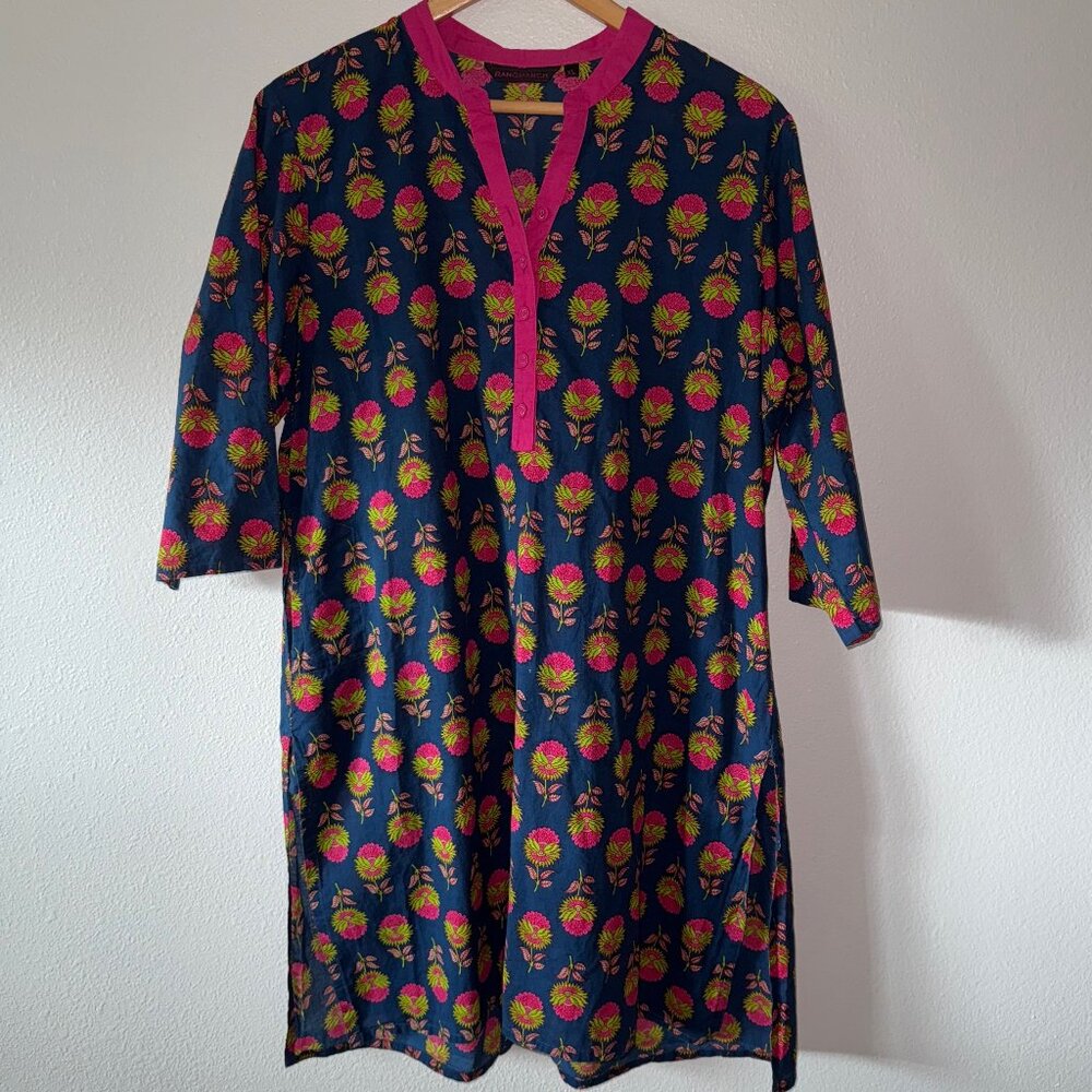 Floral Navy and Pink Women's Top